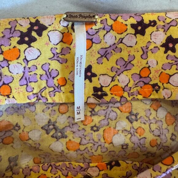 Free People Pennie Floral Mini Dress Yellow - Size Medium - Picture 7 of 9